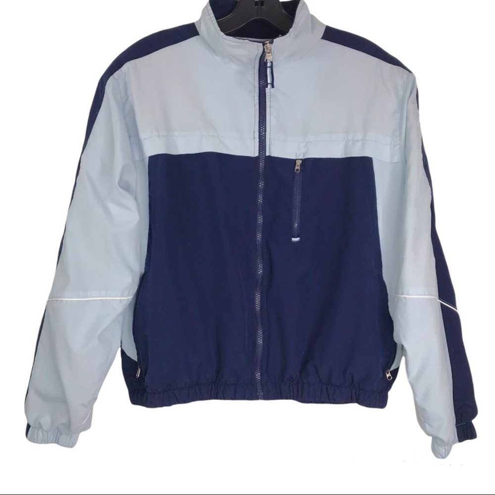 EAST WEST Vintage Color Block Windbreaker Light Athletic Crop Jacket MEDIUM